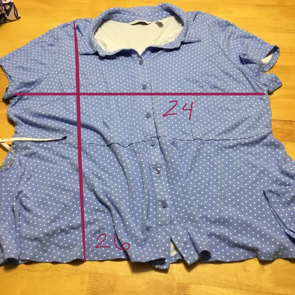 ISAACMIZRAHILIVE! Collared Button-Down Blue White Polka Dot Top - Picture 5 of 5
